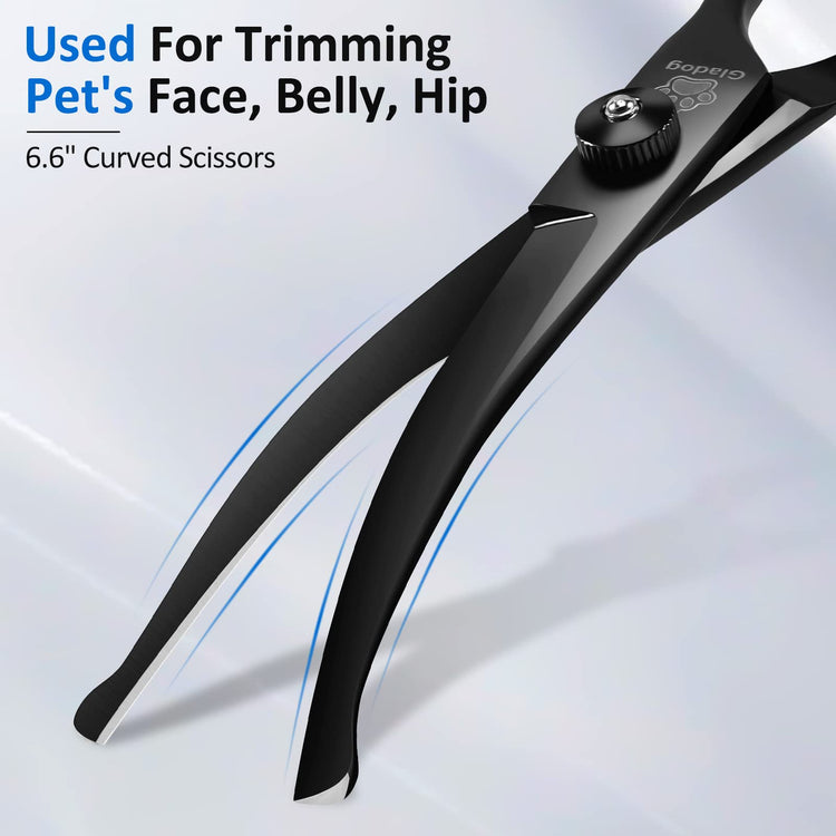 GLADOG Professional 5 in 1 Dog Grooming Scissors Set with Safety Round Tips, Sharp and Heavy-duty Pet Grooming Shears for Cats