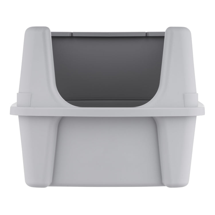 IRIS USA Cat Litter Box Large Open Top with High Sided Walls Tall Scatter Shield Scoop Included Easy Clean Plastic Pan Stain Resistant for Big Cats Kittens Indoor Multi-Cat Households