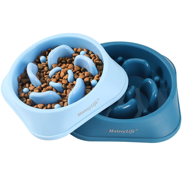MateeyLife Slow Feeder Dog Bowls 2PCS, Anti-Choking Puzzle Dog Food Bowls, Anti-Slip Interactive Feeding Slow Down Eating, Bloat Stop Maze Dishes for Medium Breeds