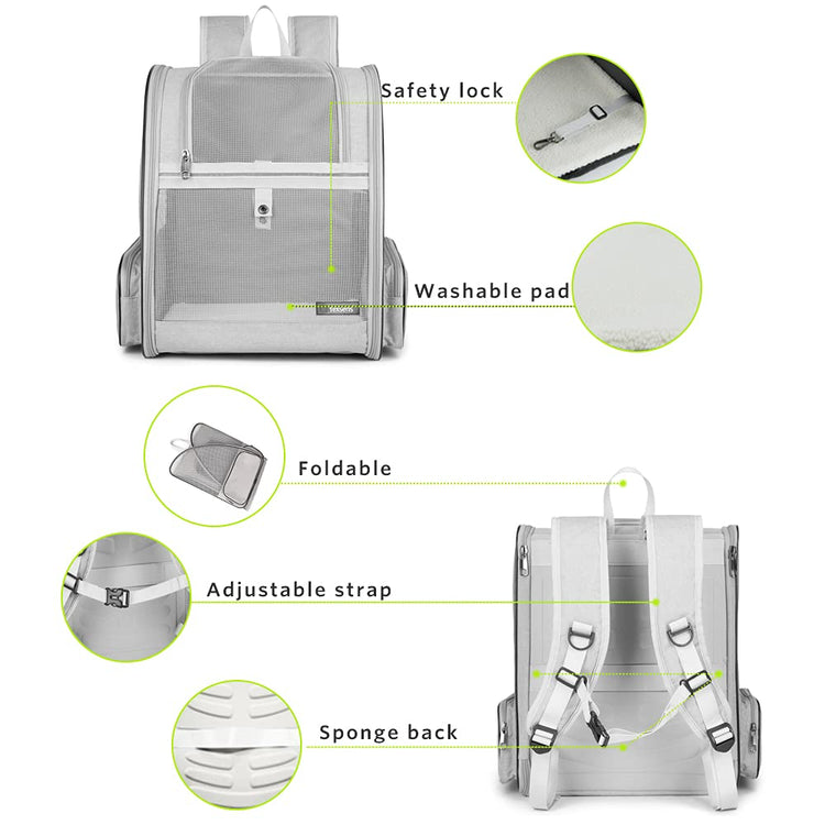 Texsens Innovative Traveler Bubble Backpack Pet Carriers for Cats and Dogs (Black)