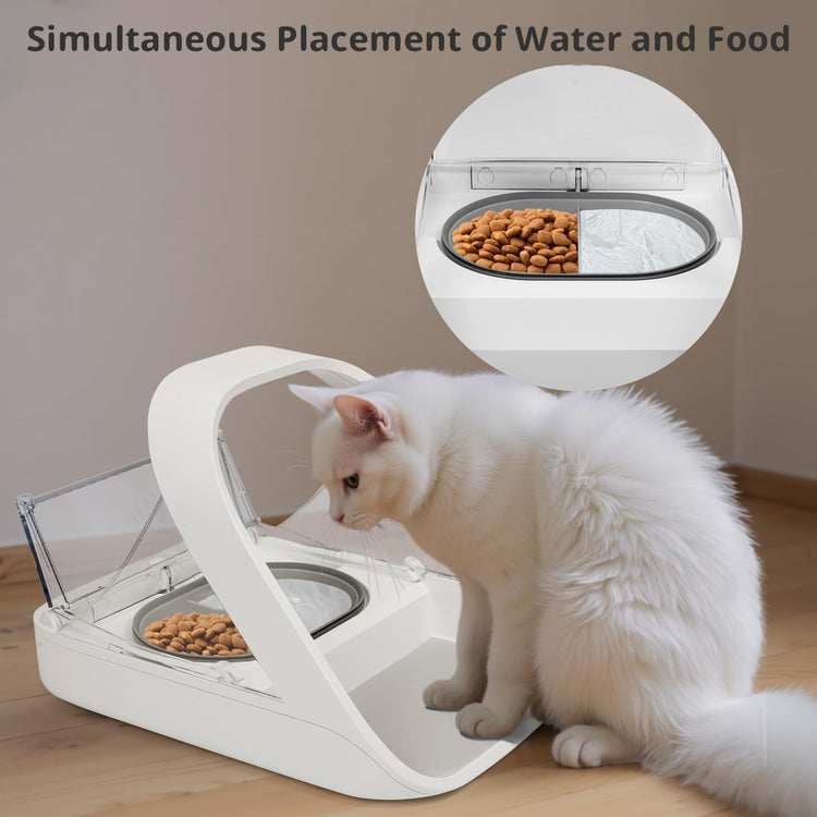 Stainless Steel Bowl for Automatic Microchip Cat Pet Feeder, Sealing Ring Design for Keeping Food Fresh and Reducing Odor, SUS 304, Easy to Clean, 2 Bowl & 1 Mat Set