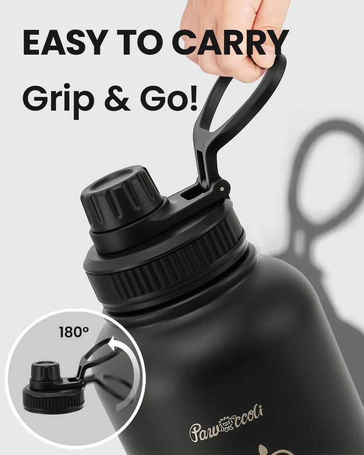 34oz Dog Water Bottle, Stainless Steel Dog Water Bottle Dispenser with Detachable Food & Water Bowls, Keeps Water Hot/Cold, for Walking, Hiking, Camping(Cream)