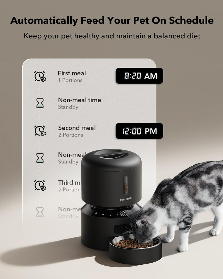 PETLIBRO Automatic Cat Feeder with Camera, 1080P HD & Night Vision, 5GHz/2.4GHz WiFi & Cam Smart Pet Feeder with App Control, 2-Way Audio, Motion Alerts for Cats & Dogs, Stainless Steel Single Tray