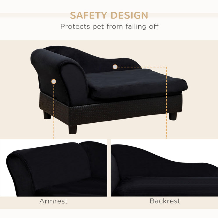 PawHut Luxury Fancy Dog Couch with Hidden Storage, Small Dog Sofa Bed with 2" Soft Foam, Modern Pet Furniture for Puppies & Little Breeds, Green
