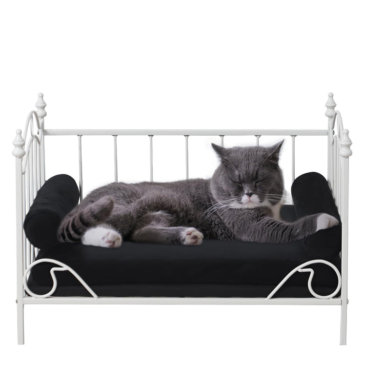 Pet Sofa Bed, Cat Bed,Dog Bed,Cat Couch,Pet Couch,Metal Frame and Detached Velvet Cushion，Cool Dog Couch for Small Cats &Dogs&Puppy Summer Using (White)