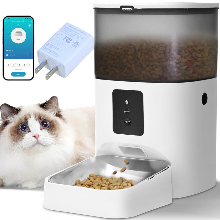 ANDOLL HOME Automatic Cat Feeder, 4L Cat Food Dispenser with 10s Voice Recorder, Pet Feeder up to 8 Meals per Day, Timed Dog Feeder with Dry Food Sealed Ring