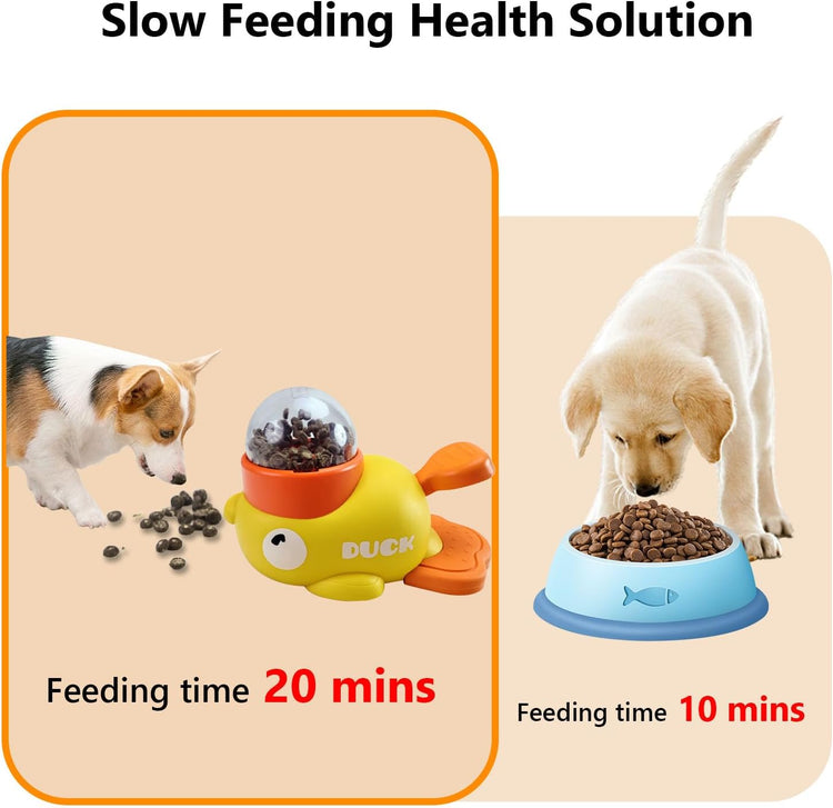 Duck Treat Dispenser with Lick Mat for Dogs to Train Problem-Solving Skills, Prevents Bloating, Dog Slow Feeder Puzzle Toy, Interactive Treat Dispensing Toy for Small Cats, Dogs