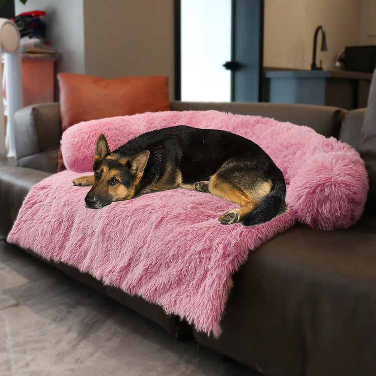 Calming Dogs/Cats Bed Mats, Dog Pad Washable Removable Couch Cover, Plush Long Fur Mat for Pets, Waterproof Lining, Perfect for Small, Medium and Large Dogs and Cats (Gradient Gray, 36"x31")