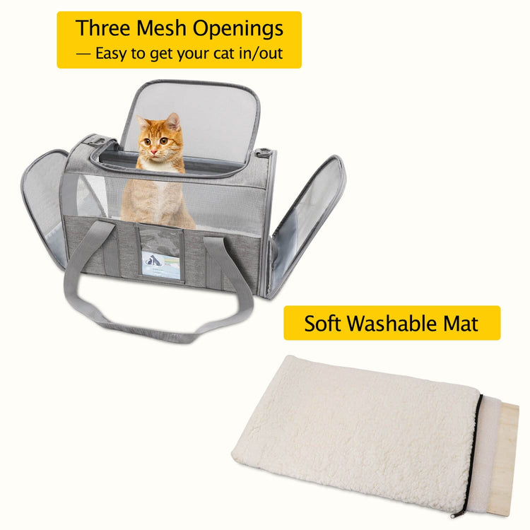 Refrze Cat Carrier,Dog Carriers for Small Dogs Medium Cats Pet Carrier up to 15 Lbs, TSA Airline Approved Cat Carrier Soft, Cat Dog Crate Travel Bag,Grey