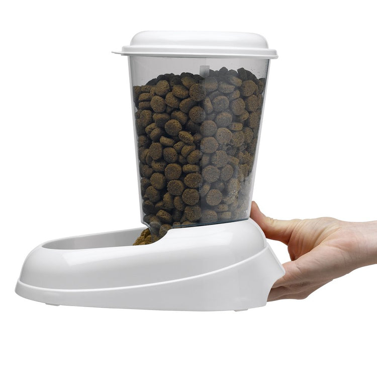 Ferplast Dry Food Dispenser for Dogs and Cats 3 Liter Zenith Practical pet Feeder Food Dispenser Biscuits for Animals, Transparent Tank with lid, Non-Slip Bottom, 20,2 x 29,2 x h 28,8 cm Blue