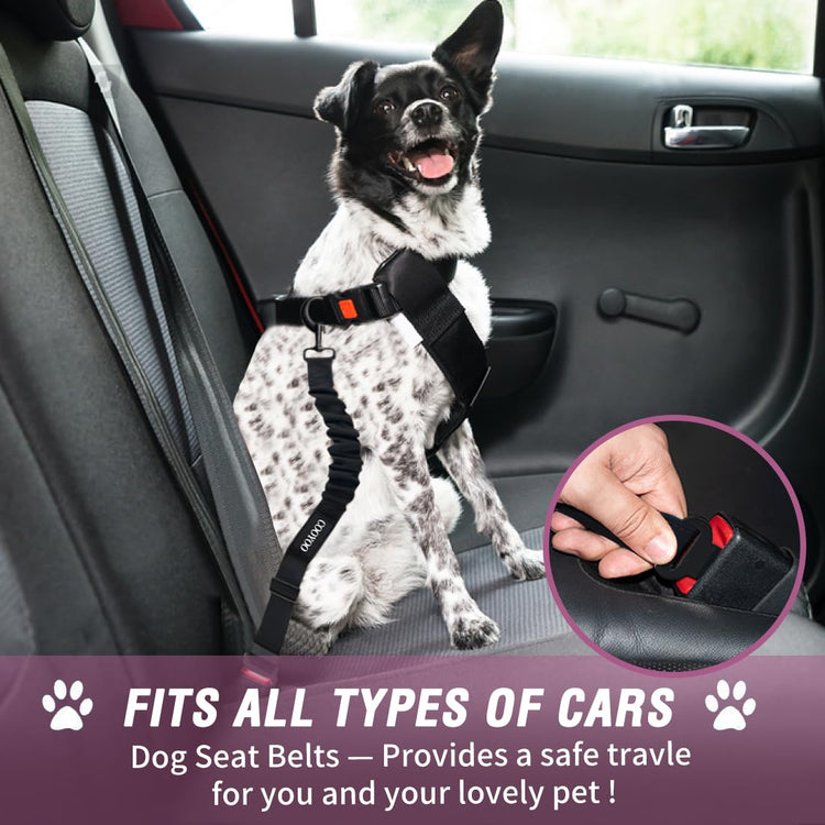 COOYOO Dog Seat Belt, Durability Retractable Dog Car Harness Adjustable Dog Seat Belt for Vehicle Nylon Pet Safety Seat Belts Heavy Duty & Elastic (1 Pack Black)