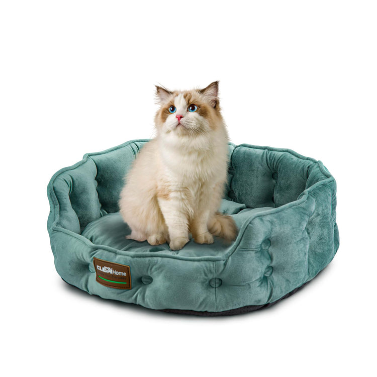 ClevaHome Cat Dog Bed for Small Pets up to 15lbs - Round Cat Beds for Indoor Cats, Machine Washable Comfortable Pet Bed for Puppy and Kitten with Non-Slip Bottom (Plum Pink)