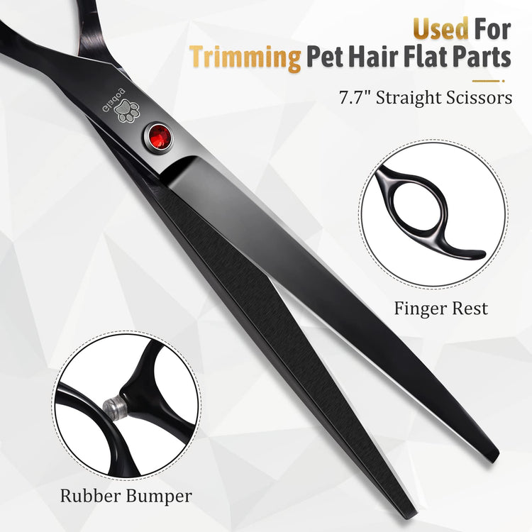 GLADOG Professional 5 in 1 Dog Grooming Scissors Set with Safety Round Tips, Sharp and Heavy-duty Pet Grooming Shears for Cats