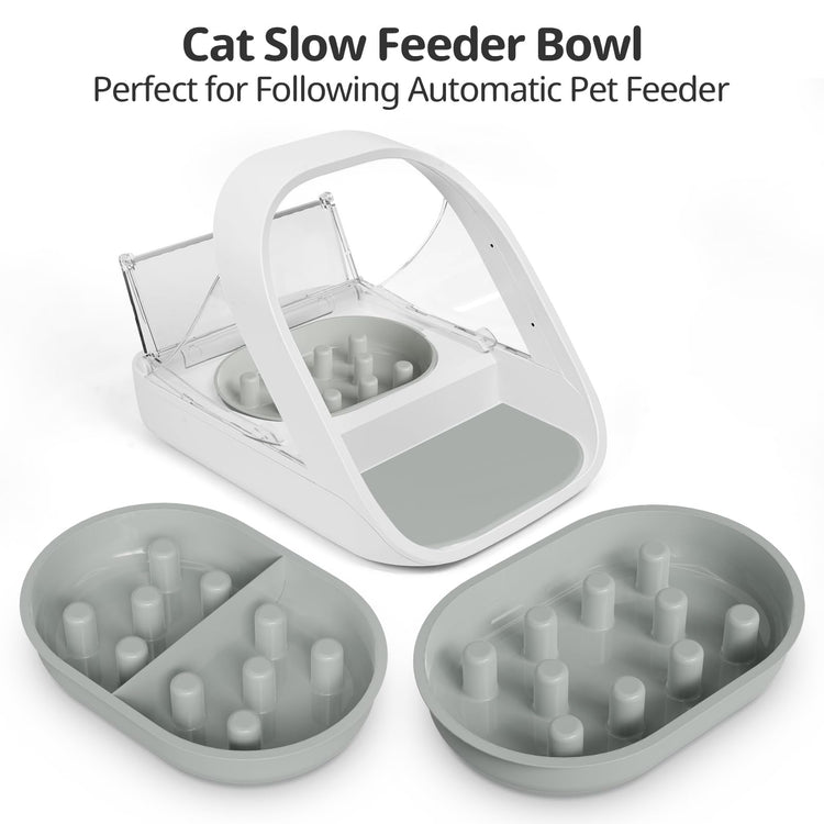 Stainless Steel Bowl for Automatic Microchip Cat Pet Feeder, Sealing Ring Design for Keeping Food Fresh and Reducing Odor, SUS 304, Easy to Clean, 2 Bowl & 1 Mat Set