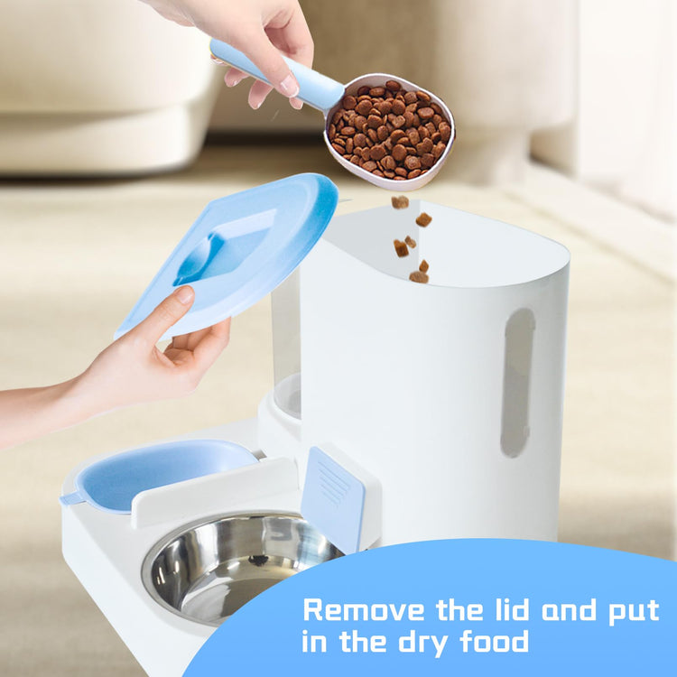 2 in 1 Automatic Cat Feeder & Water Dispenser,Gravity Pet Feeder Stainless Steel Food Water Bowl All-in-One Large Capacity Self Feeding for Cats Dogs Small Medium Pets(Green)