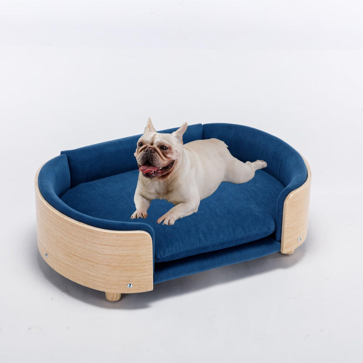 Dog Sofa, Dog Beds with Removable Cushion Pet Sofa with Solid Wood Legs and Bent Wood Back Dog Couch for Dogs and Cat-Small Light Grey