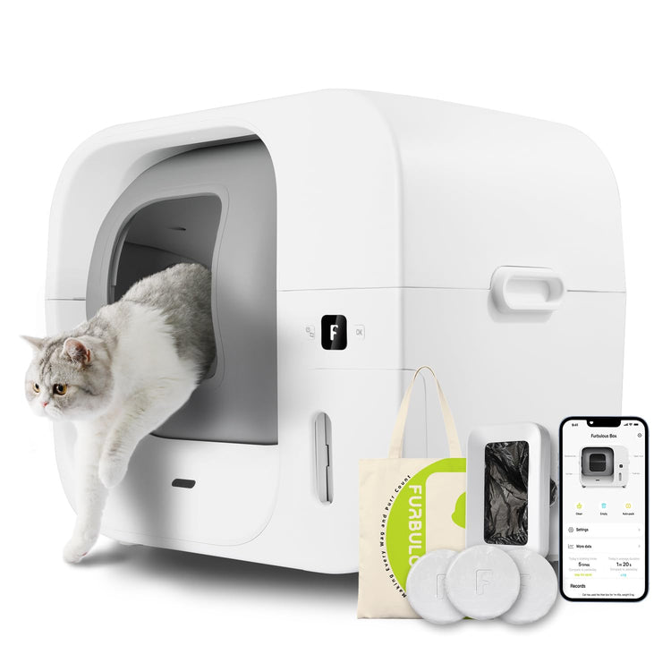 Furbulous True Odor-Free Automatic Cat Litter Box with Self-Pack and Refill System, APP Control, Self Cleaning and Packing Litter Box with Extra Large Space for 3.3-22 lbs Cats, Upgraded