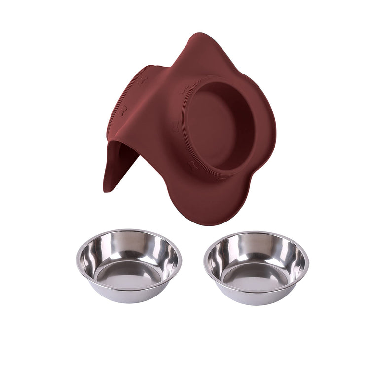 Hubulk Pet Dog Bowls 2 Stainless Steel Dog Bowl with No Spill Non-Skid Silicone Mat + Pet Food Scoop Water and Food Feeder Bowls for Feeding Small Medium Large Dogs Cats Puppies (Small, Blue)