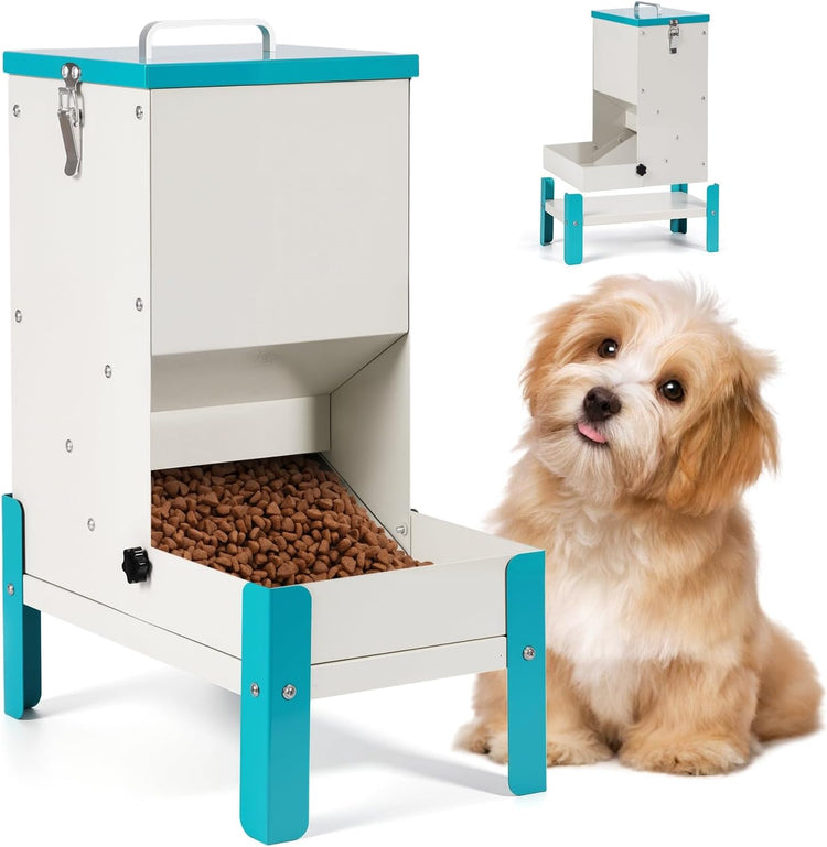 Automatic Cat Feeder, 10L Cat Food Dispenser Automatic Dog Feeder with Stand Gravity Cat Feeder Removable Feeding Tray Raised Pet Feeder for Dogs and Cats