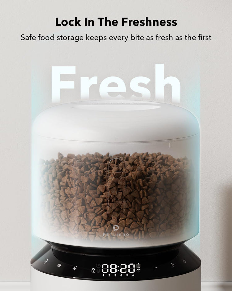 PETLIBRO Automatic Cat Feeder with Camera, 1080P HD & Night Vision, 5GHz/2.4GHz WiFi & Cam Smart Pet Feeder with App Control, 2-Way Audio, Motion Alerts for Cats & Dogs, Stainless Steel Single Tray