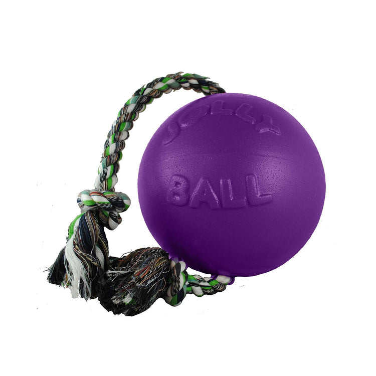 Jolly Pets Romp-n-Roll Rope and Ball Dog Toy, 6 Inches/Medium, Red (606 RD)