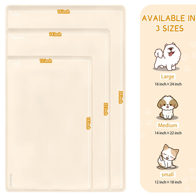 MateeyLife Silicone Cat & Dog Food Mat for Floors Waterproof, Anti-Slip Dog Bowl Mats for Food and Water, Pet Feeding Mats with Lip to Prevent Spills, Pet Placemat for Messy Drinkers to Protect Floors