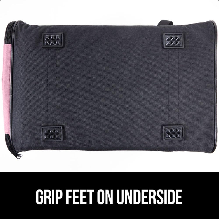 GORILLA GRIP Cat Carrier Travel Bag Up to 15 Lbs, Soft Collapsible Small Dog Carriers, Top and Side Entry Breathable Mesh, Grip Feet on Underside, Cozy Washable Waterproof Pad, Portable Kennel, Black