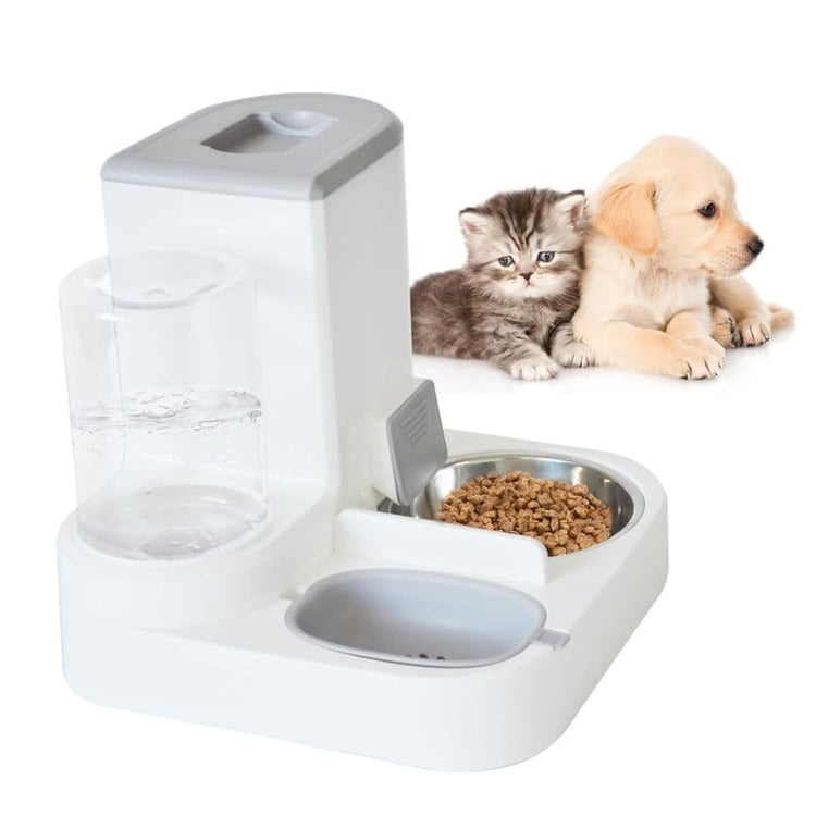 2 in 1 Automatic Cat Feeder & Water Dispenser,Gravity Pet Feeder Stainless Steel Food Water Bowl All-in-One Large Capacity Self Feeding for Cats Dogs Small Medium Pets(Green)