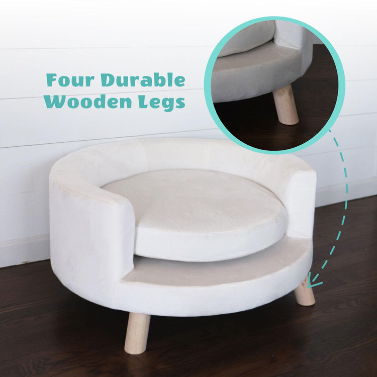 CRITTER SITTERS 33” Faux Suede Ped Bed in Brown, Durable Washable Sofa Couch for Small & Medium Cats & Dogs, Must Have Accessory for Yorkies, Shih Tzus & Frenchies, Kitten & Puppy Essential Furniture