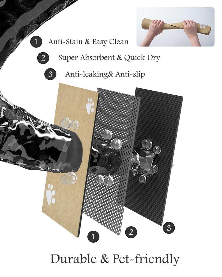 PADOOR Pet Feeding Mat-Absorbent Dog Mat for Food and Water Bowl-No Stains Easy Clean Dog Food Mat-Quick Dry Water Dispenser-Puppy Supplies Accessories