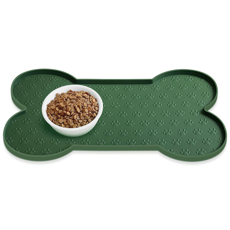 PWTAA Dog Food Mat Anti-Slip Silicone Dog Bowl Mat Thicker Pet Placemat Waterproof Cat Feeder Pad with Raised Edge Puppy Kitten Feeding Mats Suitable Small Medium-Sized Dogs Cats Eating Tray