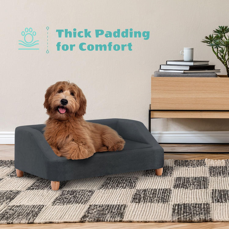 CRITTER SITTERS 33” Faux Suede Ped Bed in Brown, Durable Washable Sofa Couch for Small & Medium Cats & Dogs, Must Have Accessory for Yorkies, Shih Tzus & Frenchies, Kitten & Puppy Essential Furniture