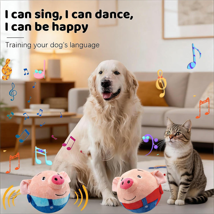 Interactive Dog Toys,Active Moving Pet Plush Toy,2026 New shaking dog ball pig dog toy Interactive Dog Ball with song Squeaky Moving Dog Ball Toy,Rechargeable Toys to Keep Them Busy Dog Toys(Blue Pig)