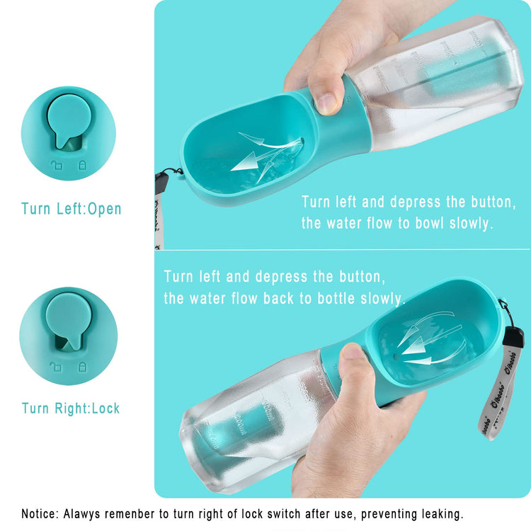 Cibaabo Dog Water Bottle with Food Container & Poop Bag Holder, Travel Water Bowl, Portable Pet Dispenser, Dog Gifts Stuff Accessories Items, Puppy Essentials for Yorkie Chihuahua Walking Hiking
