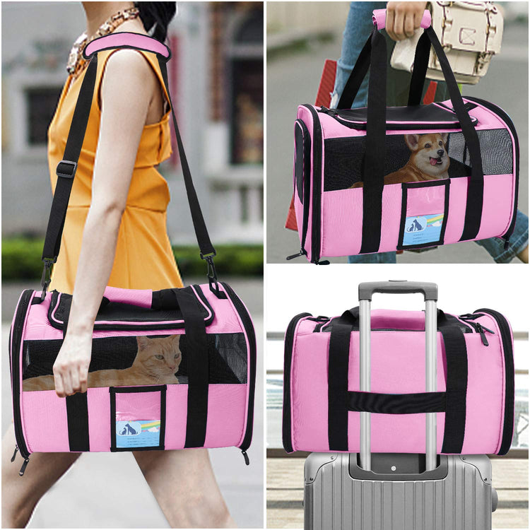 Refrze Cat Carrier,Dog Carriers for Small Dogs Medium Cats Pet Carrier up to 15 Lbs, TSA Airline Approved Cat Carrier Soft, Cat Dog Crate Travel Bag,Grey