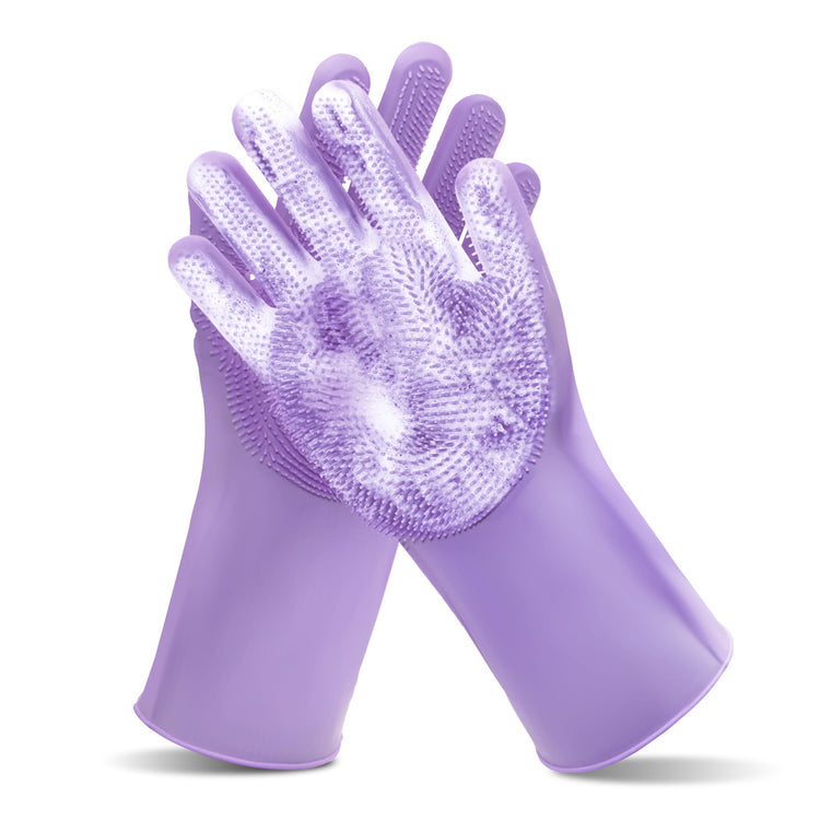 Pet Grooming Gloves—Dog Washing Gloves with High-Density Teeth, Dog Bath Scrubber with Enhanced Five Finger Design, Silicone Gloves for Dogs and Cats Bathing, Massage (Blue)