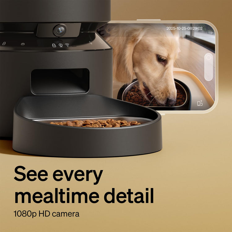 PETLIBRO Automatic Cat Feeder with Camera, 1080P HD & Night Vision, 5GHz/2.4GHz WiFi & Cam Smart Pet Feeder with App Control, 2-Way Audio, Motion Alerts for Cats & Dogs, Stainless Steel Single Tray