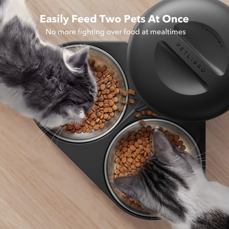PETLIBRO Automatic Cat Feeder, Automatic Dog Food Dispenser with Freshness Preservation, 5L Timed Pet Feeders for Dry Food, Up to 6 Meals Per Day, Granary 5L Basic Button Type White