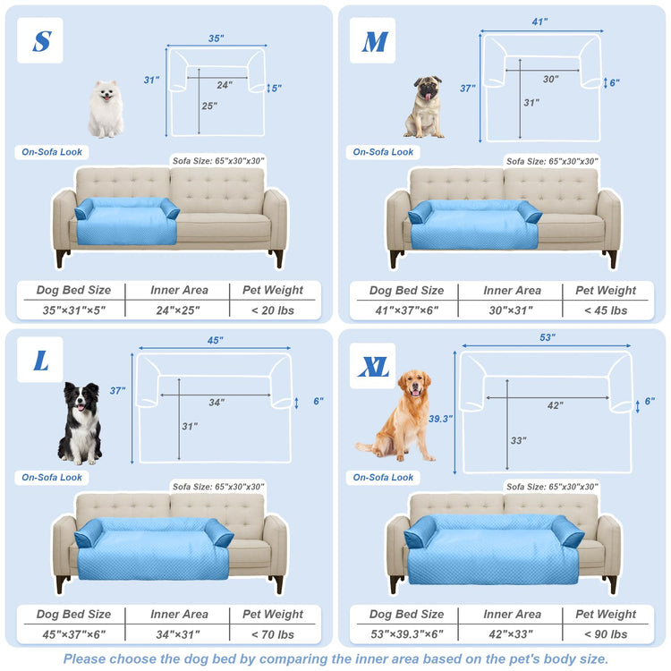 Calming Dog Bed Fluffy Plush Dog Mat for Furniture Protector with Removable Washable Cover for Large Medium Small Dogs and Cats (Small(35x31x5), Light Grey)