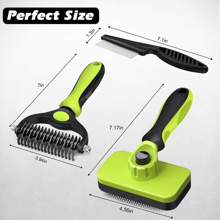 Augwind 7 in 1 Pet Grooming Kit - Dog&Cat Comb, Deshedding Brush, Nail Clipper with File, Bath Brush - Premium Pet Supplies (Blue)