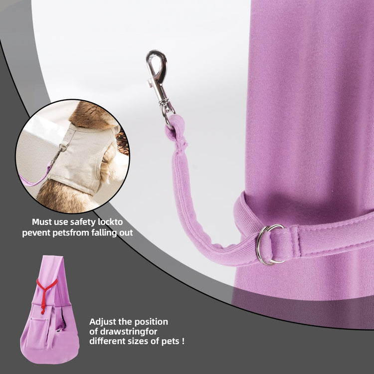 Dog Carrier Sling - Reversible Puppy Carrier Purse with Storage Pocket, Hand-Free Dog Sling Carrier for Carry Small Dogs and Cats, Travel Safety Harness, Dog and Cat Harness(Black)