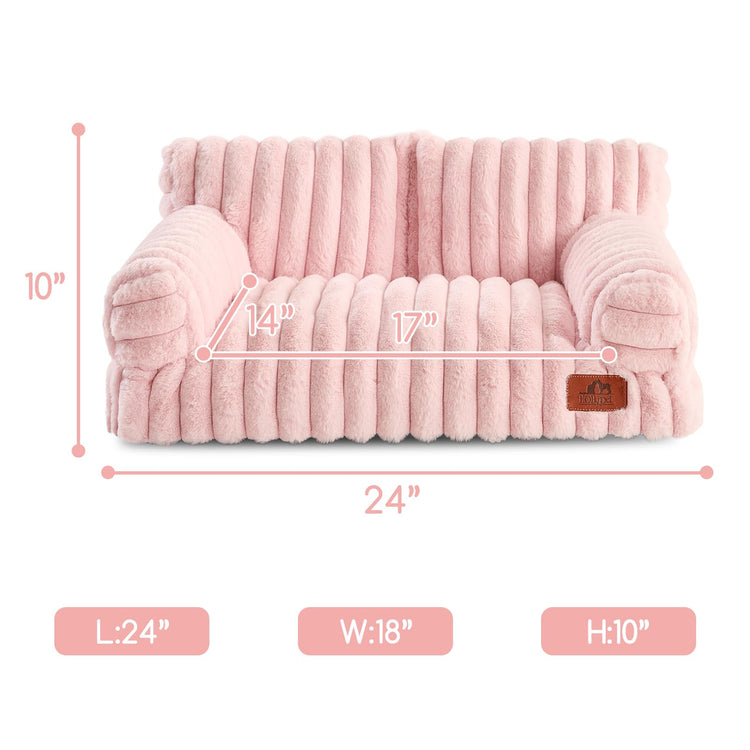 Hollypet Fluffy Dog Cat Bed Pet Couch Beds Plush Soft Warming Machine Washable Puppy Bed with Non-Slip Bottom for Cats and Small Medium Dogs up to 25 lbs, Gray, 24" L x 18" W x 10" Th