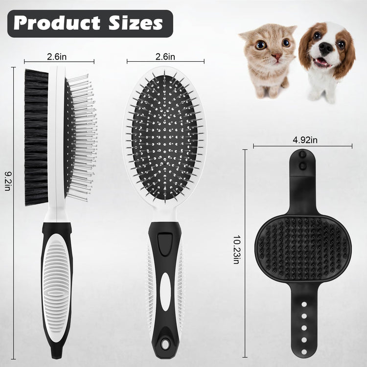 2PCS Pet Grooming Tools - Double-Sided Brush for Shedding and Bathing, Suitable for Short/Long Haired Dogs Cats and Horses, Deshedding Dog Brush, Mane & Tail Combs for Horses - Pet Supplies (Blue)