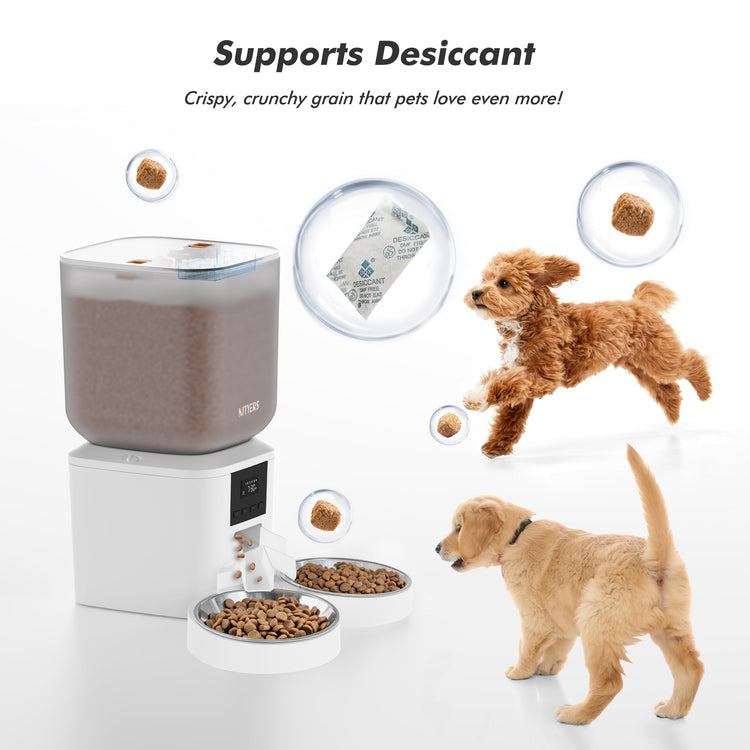 Automatic Dog Feeder - 8L/34 Cups Large Capacity Automatic Cat Food Dispenser with LCD Screen, Large Food Tray, Battery Operated, Timed Cat Feeder, Up to 50 Portions 6 Meals Per Day, Keeps Fresh