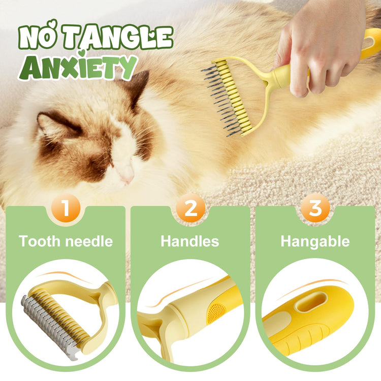 Double-Sided Pet Grooming Brush for Dogs and Cats, 2026 New Dog Deshedding Brush, Dematting Comb Removes Tangles Knots and Loose Fur, Ergonomic Pet Grooming Tool (Blue)