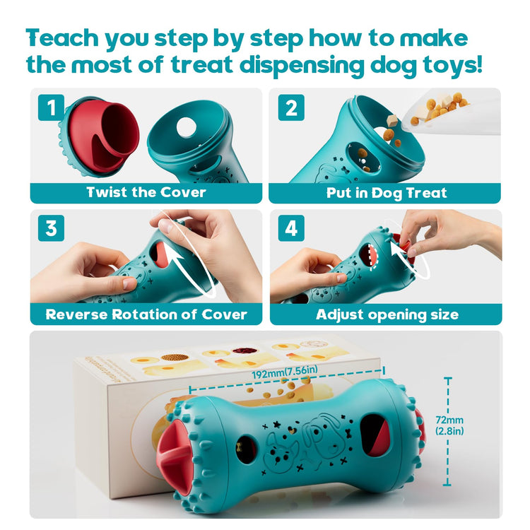 knitly Interactive Dog Toys, Adjustable Treat Dispensing Toy to Keep Them Busy, Dog Enrichment for Brain Stimulation & Cognitive for Puppy Puzzle to Reduce Boredom-Ideal Gift for All Dogs(Rigid Nylon)