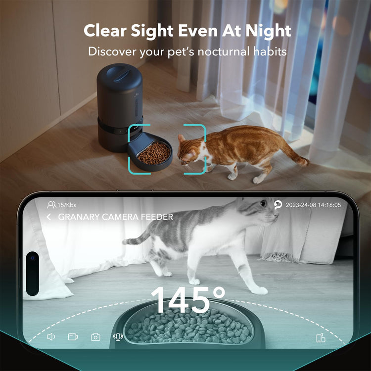 PETLIBRO Automatic Cat Feeder with Camera, 1080P HD & Night Vision, 5GHz/2.4GHz WiFi & Cam Smart Pet Feeder with App Control, 2-Way Audio, Motion Alerts for Cats & Dogs, Stainless Steel Single Tray
