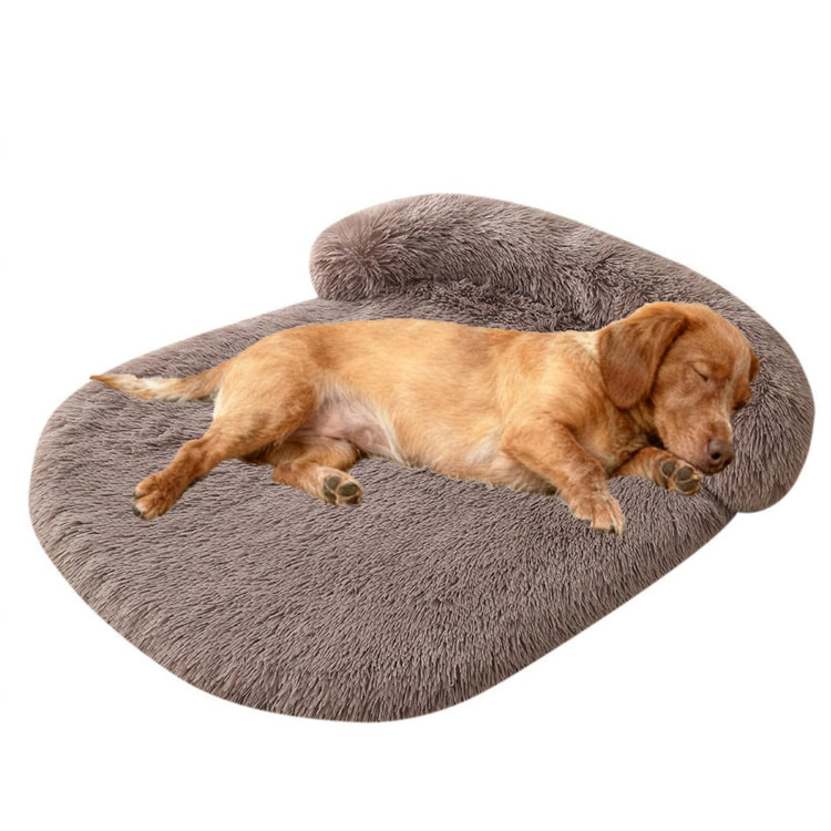 Orthopedic Dog Bed with Egg-Crate Base, Calming Dog & Cat Beds Long Plush with Raised Edges, Spine Friendly Pet Sleeping Mat for Small Medium Dogs, Machine Washable (Oval, Beige 26"x20")