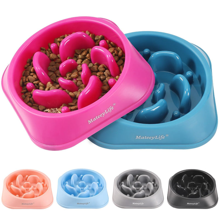 MateeyLife Slow Feeder Dog Bowls 2PCS, Anti-Choking Puzzle Dog Food Bowls, Anti-Slip Interactive Feeding Slow Down Eating, Bloat Stop Maze Dishes for Medium Breeds