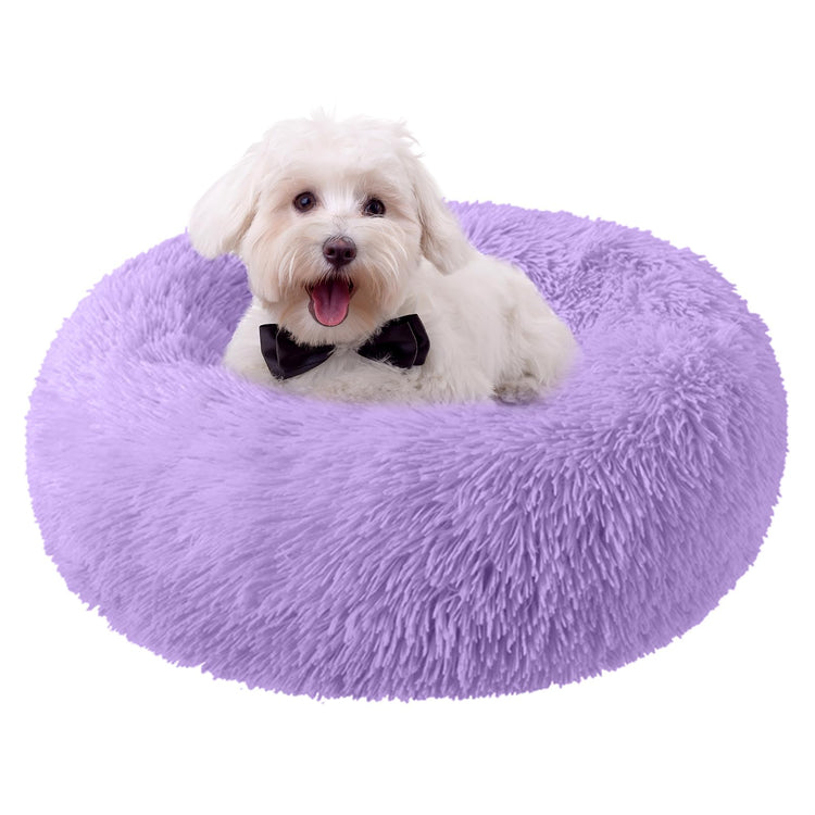 Dog Bed for Small Medium Large Dogs Cats, 20 inch Calming Washable-Round Cozy Soft Pet Bed for Puppy and Kitten with Slip-Resistant Bottom